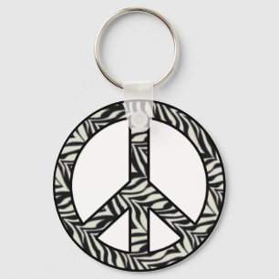 Zebra Print Peace Sign Keychain