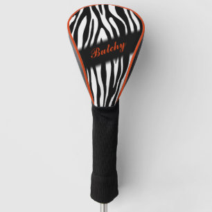 Zebra Print Personalized in Orange Golf Head Cover