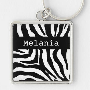Zebra Print Personalized Name Key Chain