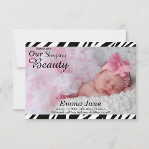 Zebra Print Photo - 3x5 Birth Announcement