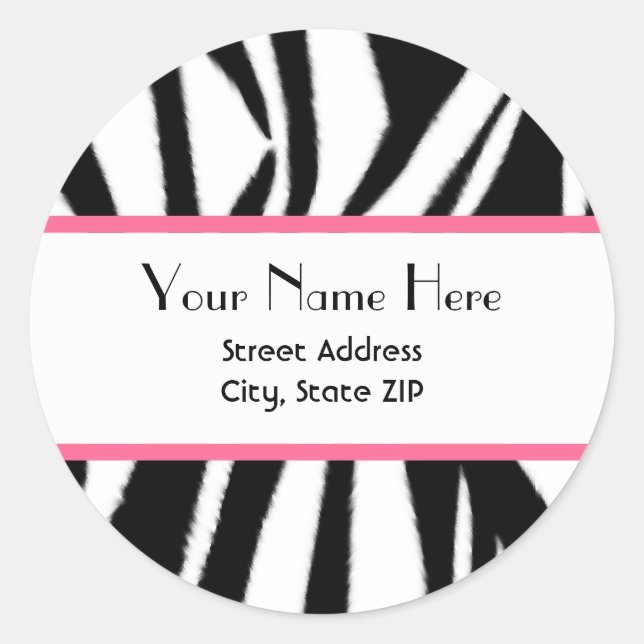 Zebra Print & Pink Address Sticker (Front)