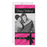 Zebra print pink christmas photocard photo card template