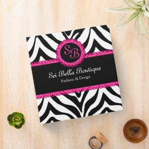 Zebra Print Pink Lace Monogram 1.5 in. Binder