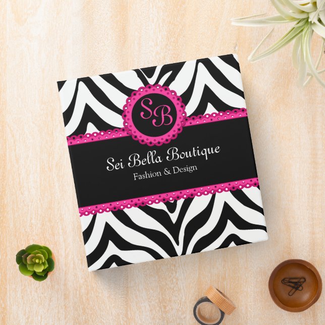 Zebra Print Pink Lace Monogramme 1,5 po. Classeur (In Situ)