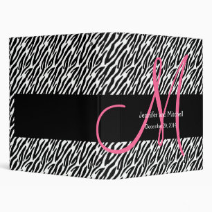 Zebra Print Pink Monogram Wedding Binder