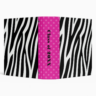Zebra Print Pink Polka Dot School Binder