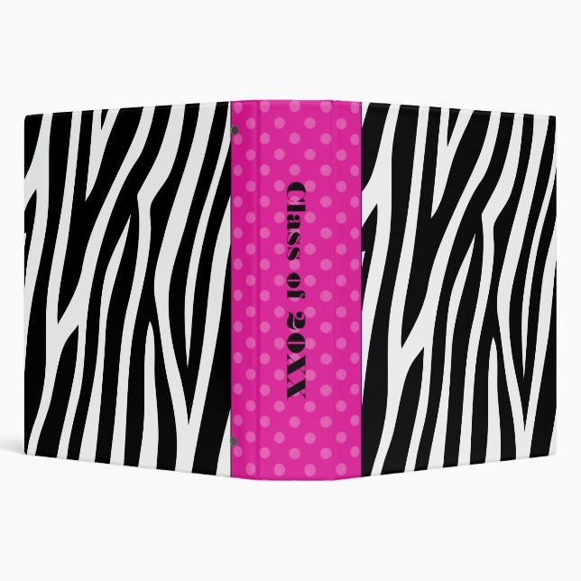 Zebra Print Pink Polka Dot School Binder (Background)