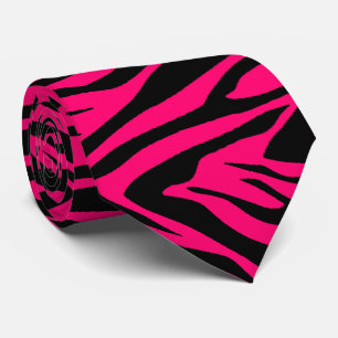 Zebra Print Pink Raspberry and  Black Tie