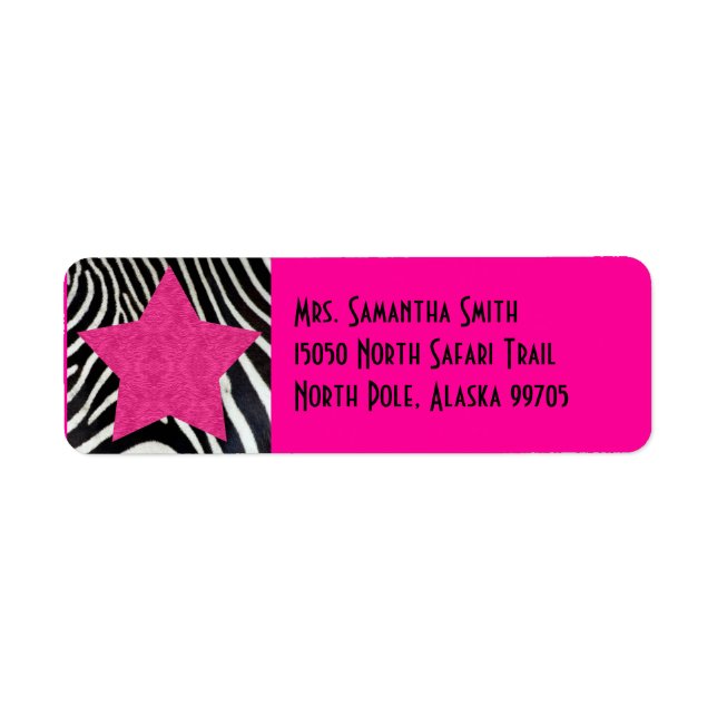 Zebra Print Pink Star - Custom Address (Front)