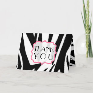 Zebra Print & Pink Thank You Card
