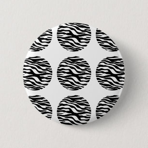 Zebra Print Polka Dots Button