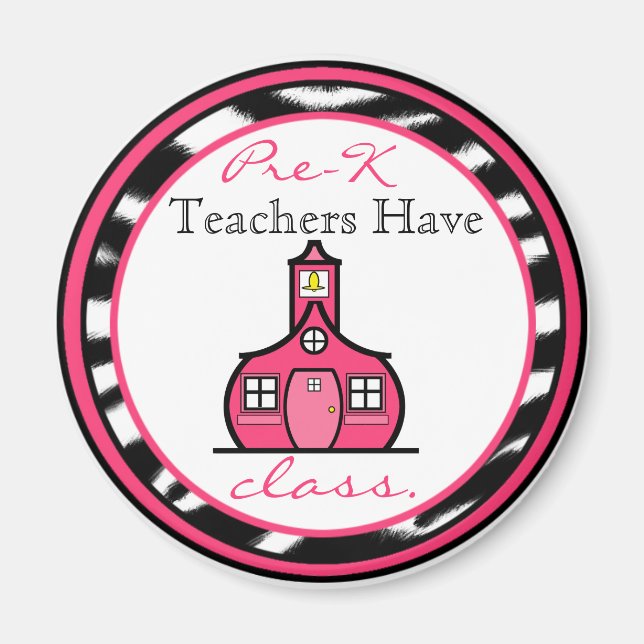 Zebra Print Pre-K Teacher Magnet (Front)