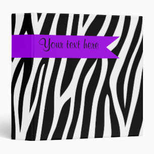 Zebra Print Purple Banner Personalized Binder