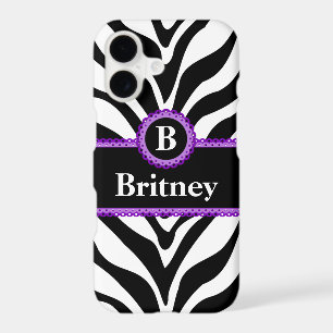 Zebra Print Purple dentelle Nom du monogramme