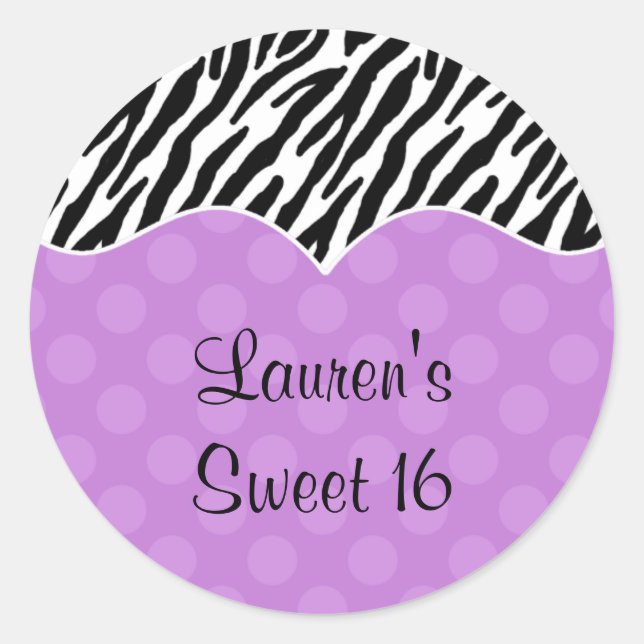 Zebra Print Purple Dot Stickers (Front)