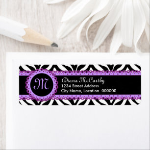 Zebra Print & Purple Lace Monogram