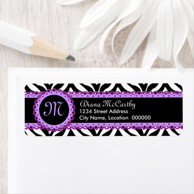 Zebra Print & Purple Lace Monogram (Insitu)
