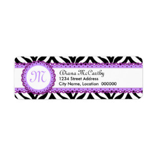 Zebra Print & Purple Lace Monogram