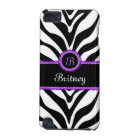 Zebra Print Purple Lace Monogram iPod Touch Case