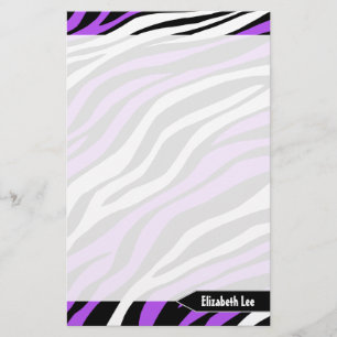 Zebra Print Purple Mix Personalized Stationery