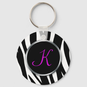 Zebra Print : Purple Monogram : Keychain