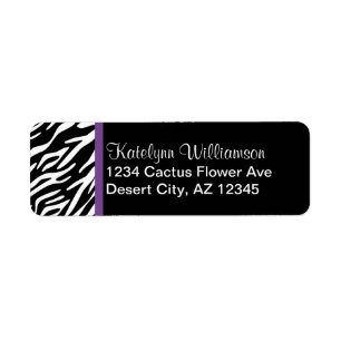Zebra Print & Purple Return Address Labels