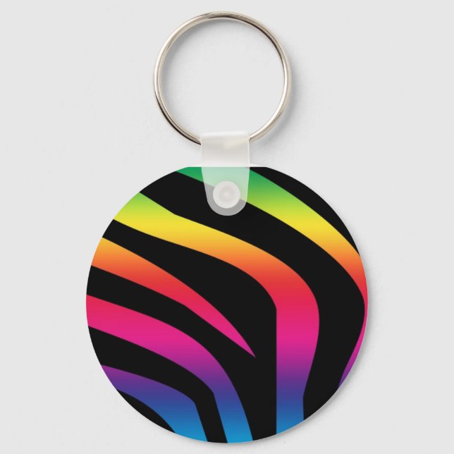 zebra-print-rainbow1 keychain (Front)