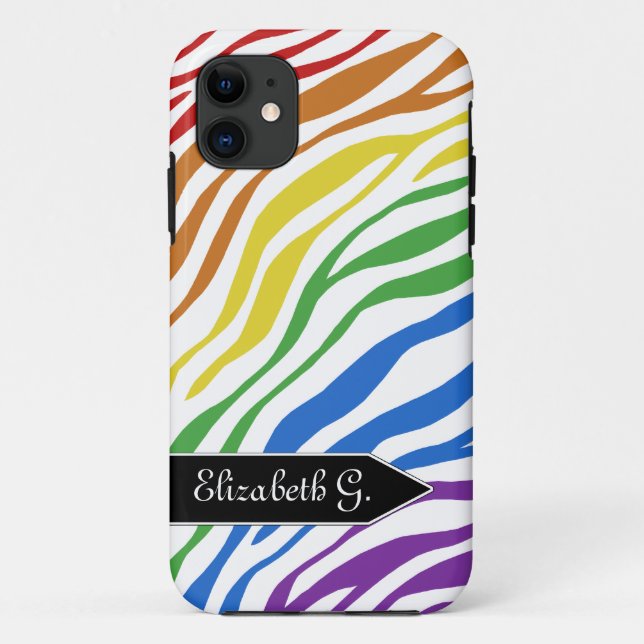 Zebra Print Rainbow Mix iPhone 5 Coque (Dos)