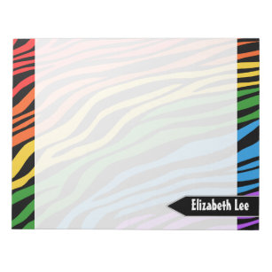 Zebra Print Rainbow Mix Personalized Notepad