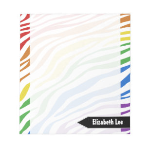 Zebra Print Rainbow Mix Personalized Notepad