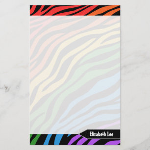 Zebra Print Rainbow Mix Personalized Stationery