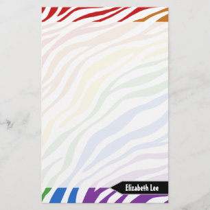 Zebra Print Rainbow Mix Personalized Stationery