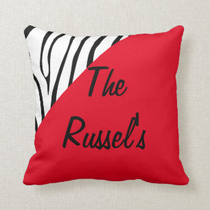 Zebra Print Red Customize Throw Pillow