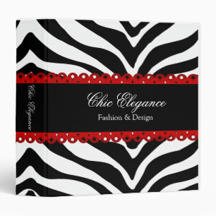 Zebra Print & Red Lace Elegant 1.5" Binder