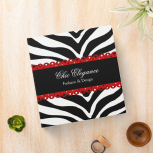 Zebra Print & Red Lace Elegant Classeur 1,5 pouces