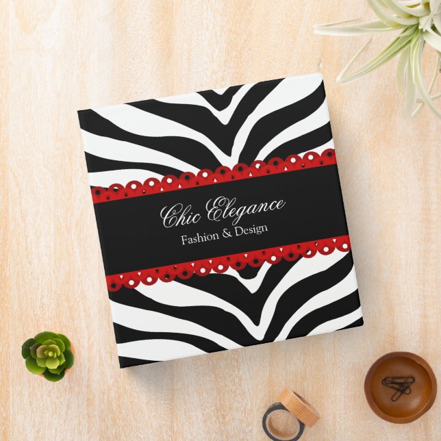 Zebra Print & Red Lace Elegant Classeur 1,5 pouces (In Situ)