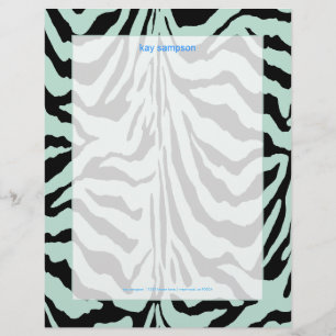 Zebra print, retro colours baby blue + black letterhead