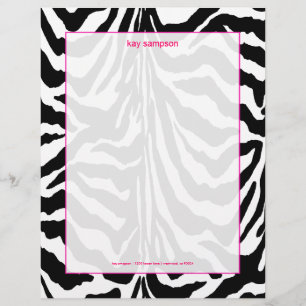 Zebra print, retro colours fuschia accent letterhead