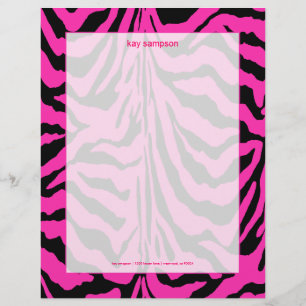 Zebra print, retro colours fuschia + black letterhead