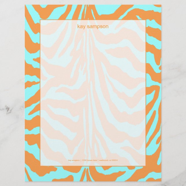 Zebra print, retro colours letterhead (Front)