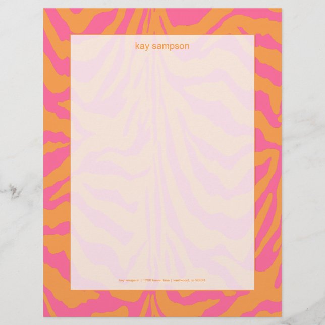 Zebra print, retro colours letterhead (Front)