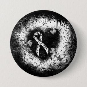 Zebra Print Ribbon Grunge Heart 3 Inch Round Button