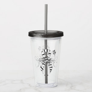 Zebra Print Ribbon with Butterfly Acrylic Tumbler