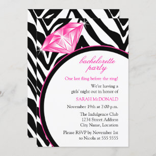 Zebra Print & Ring Bachelorette Party Invitation