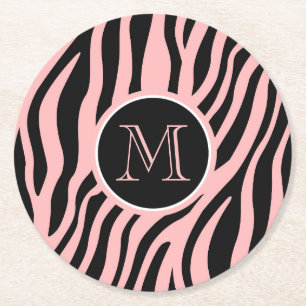 Zebra Print Round Paper Coaster