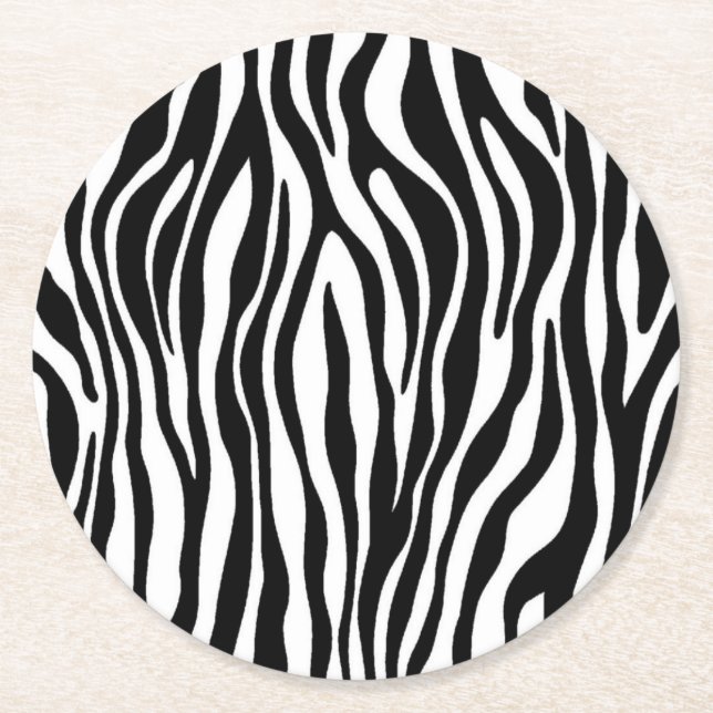 Zebra Print Round Paper Coaster (Front)