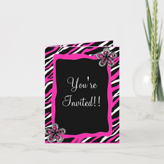 Zebra Print RSVP Card (Front)