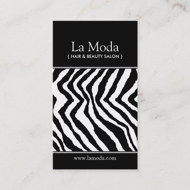 Zebra Print Salon Business Cards (Front)