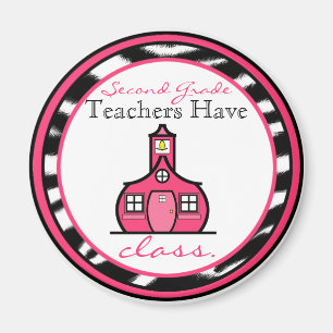 Zebra Print Second Grade Teacher Magnet