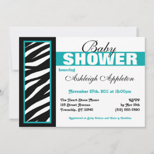Zebra Print Side Turquoise bébé douche Invitations